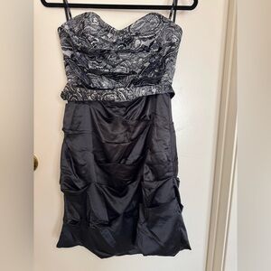 XOXO Black Ruched Tiered Strapless Dress